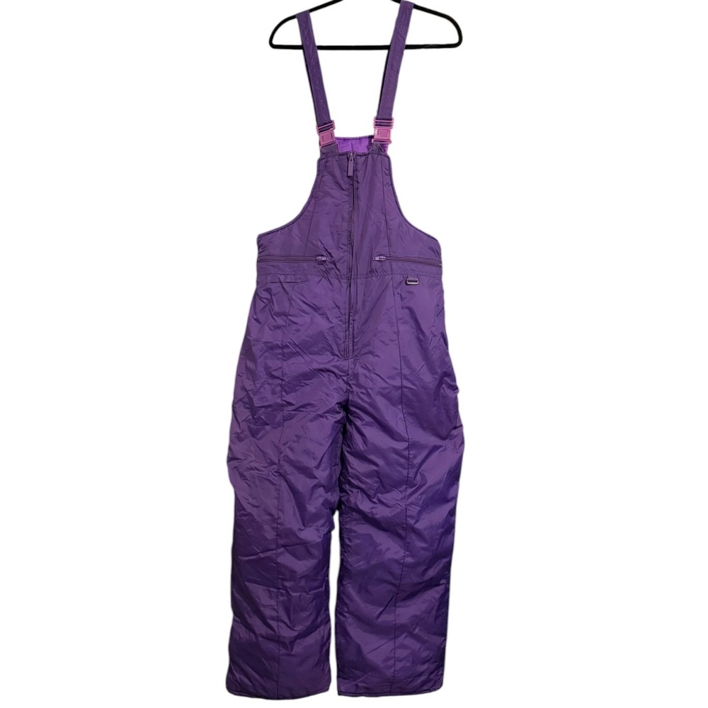 VTG Windbreaker Purple Snow Bibs Insulated Ski Overalls Womens Large 90s Retro